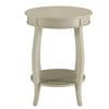 24 Inch Round Side Table with Open Bottom Shelf, White - BM157288