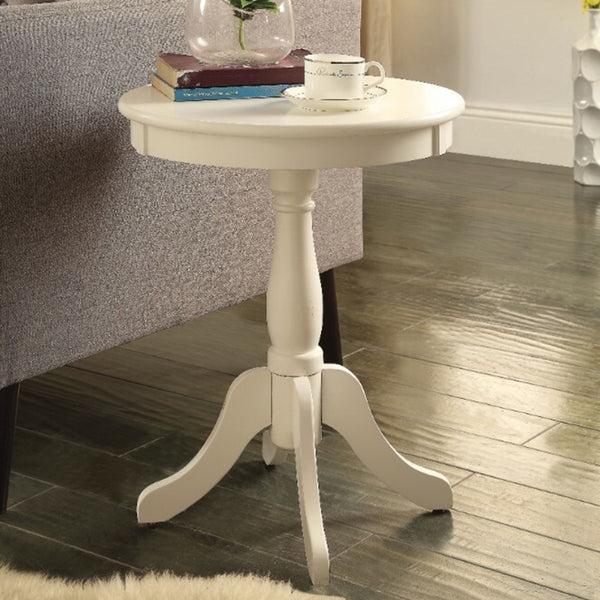 BM157298 Astonishing Side Table With Round Top, White