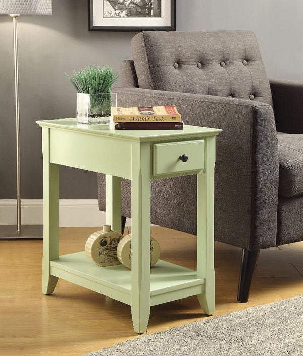 23" Rectangular Wooden Side Table with 1 Drawer, Green - BM157303