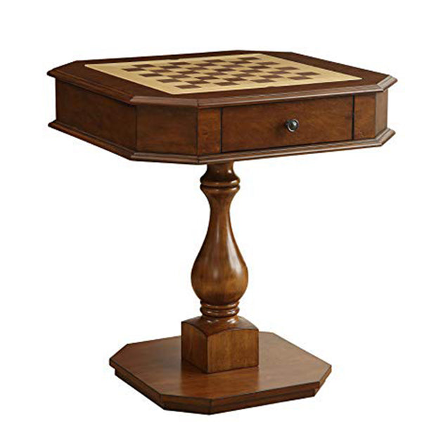 31 Inch Chess Game Table With Clipped Corners, Brown - BM157305