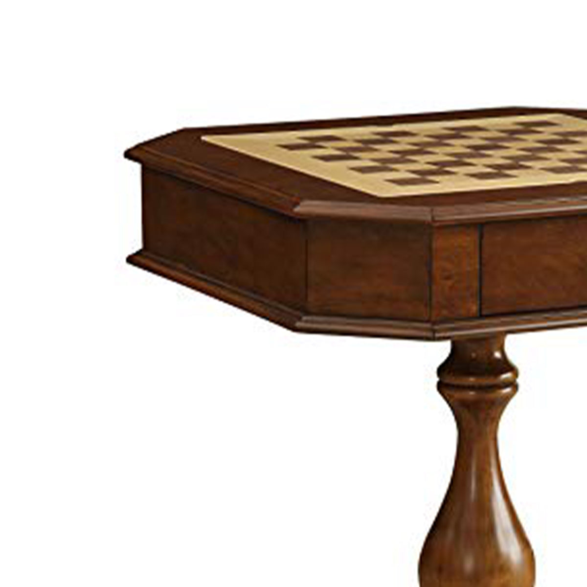 31 Inch Chess Game Table With Clipped Corners, Brown - BM157305