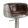 BM157314 Comfy Adjustable Stool with Swivel, Vintage Brown & Silver