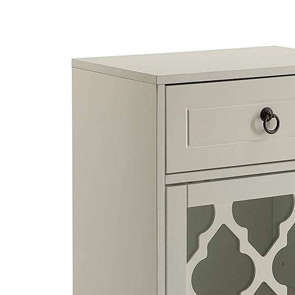 33 inch Wooden Accent Cabinet with 1 Drawer, White - BM157336