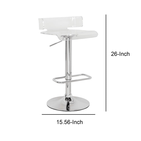 BM157348 Smart Looking Adjustable Stool with Swivel, Clear & Chrome