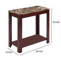 Impressive Chairside Table With Marble Top, Brown - BM157883