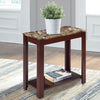 Impressive Chairside Table With Marble Top, Brown - BM157883