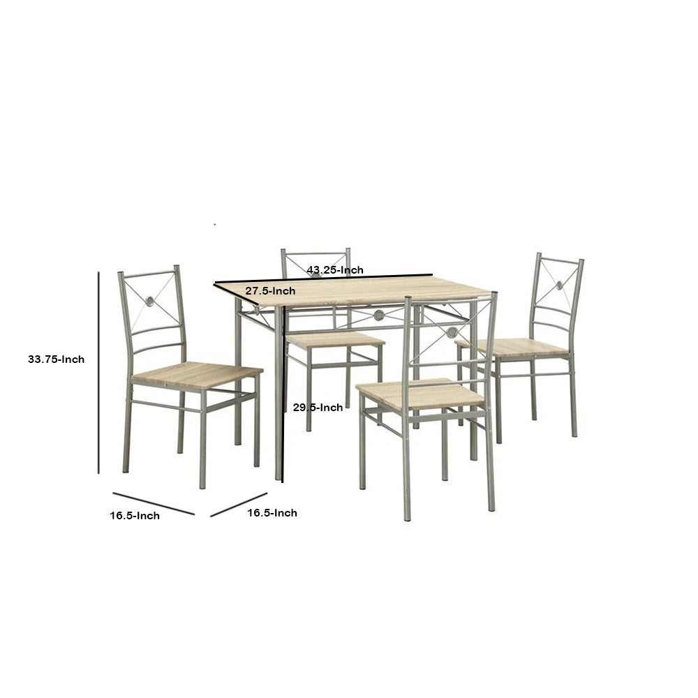 BM158031 Sturdy Dining Table In A set Of Five, Silver