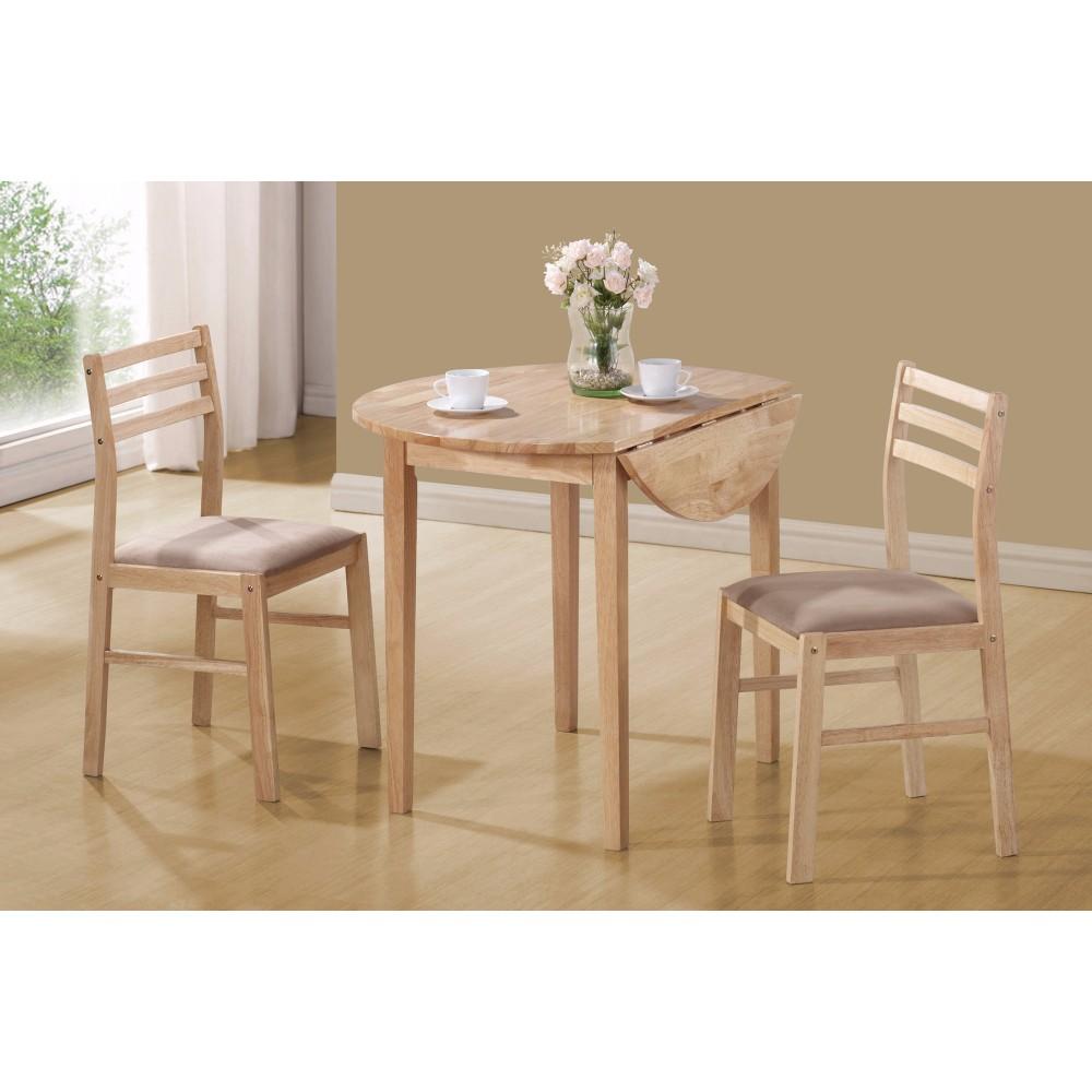 Sophisticated 3 Piece Wooden Table And Chair Set, Brown - BM158093