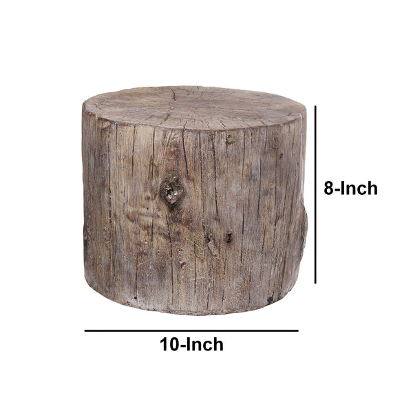 Round Tree Stump Cement Stool, Weathered Brown - BM158297