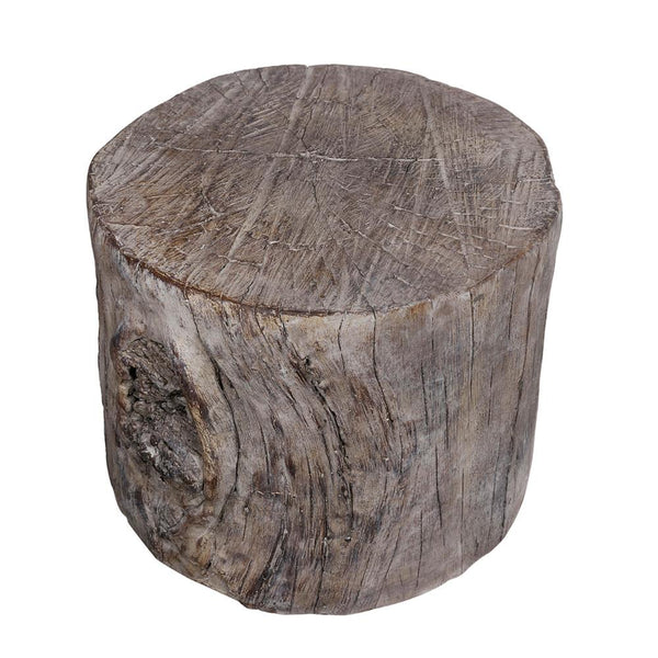 Round Tree Stump Cement Stool,  Brown - BM158297