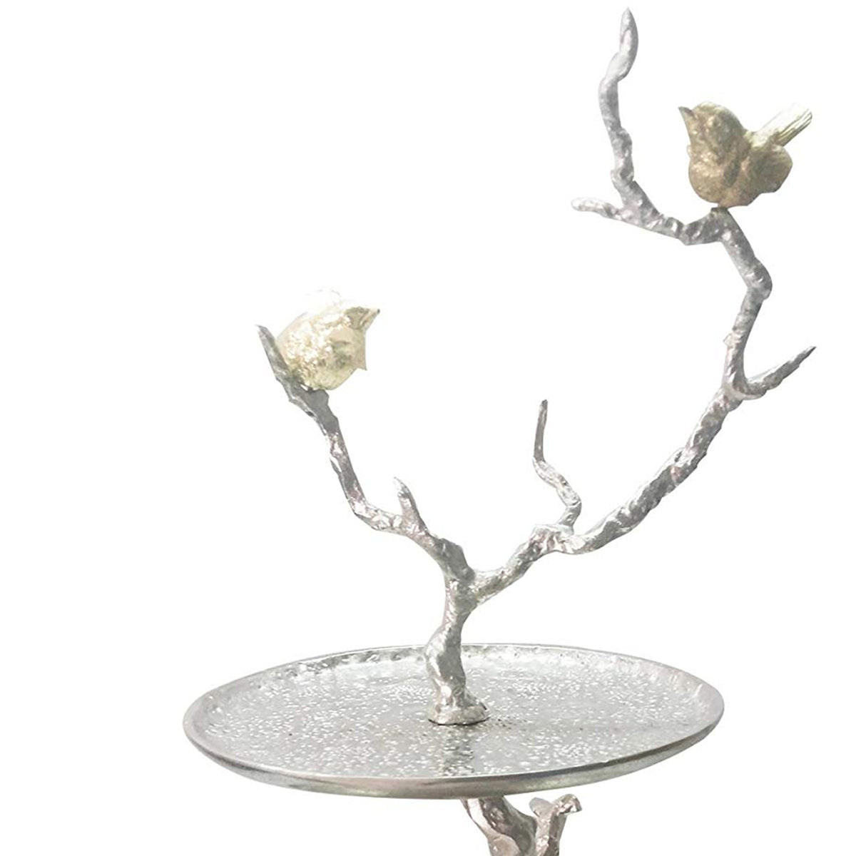 Impressively Designed Iron Branch 2-Tiered Tray, Silver - BM158344