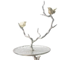 Impressively Designed Iron Branch 2-Tiered Tray, Silver - BM158344