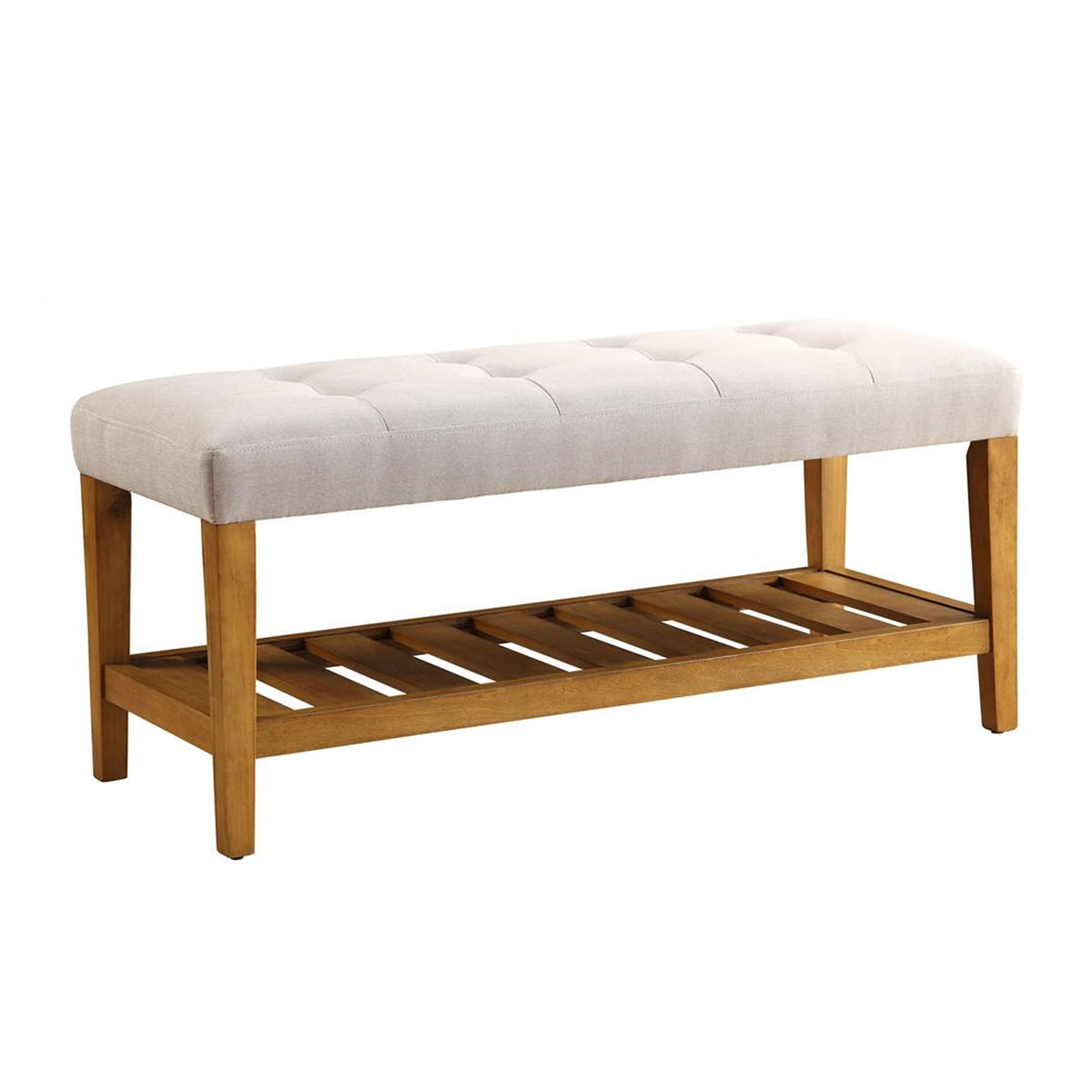 BM158808 Wooden Bench, Light Gray & Oak