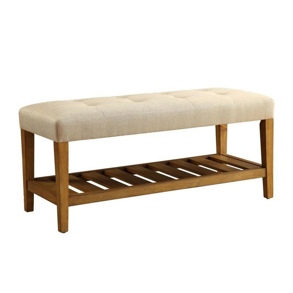 BM158809 Wooden Bench, Beige & Oak