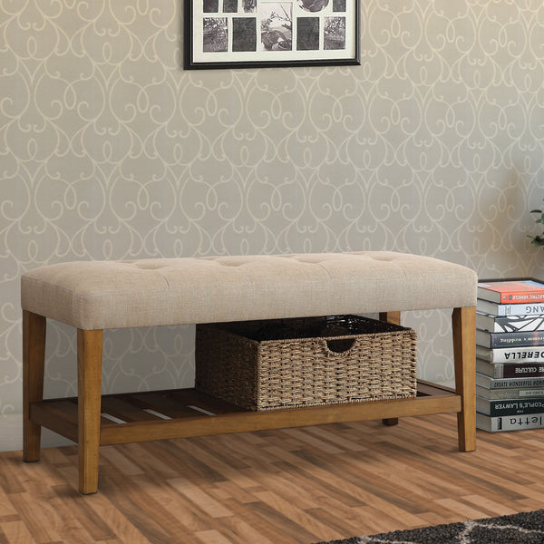 BM158809 Wooden Bench, Beige & Oak