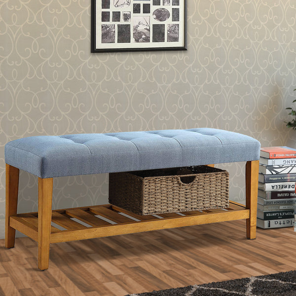 BM158810 Wooden Bench, Blue & Oak