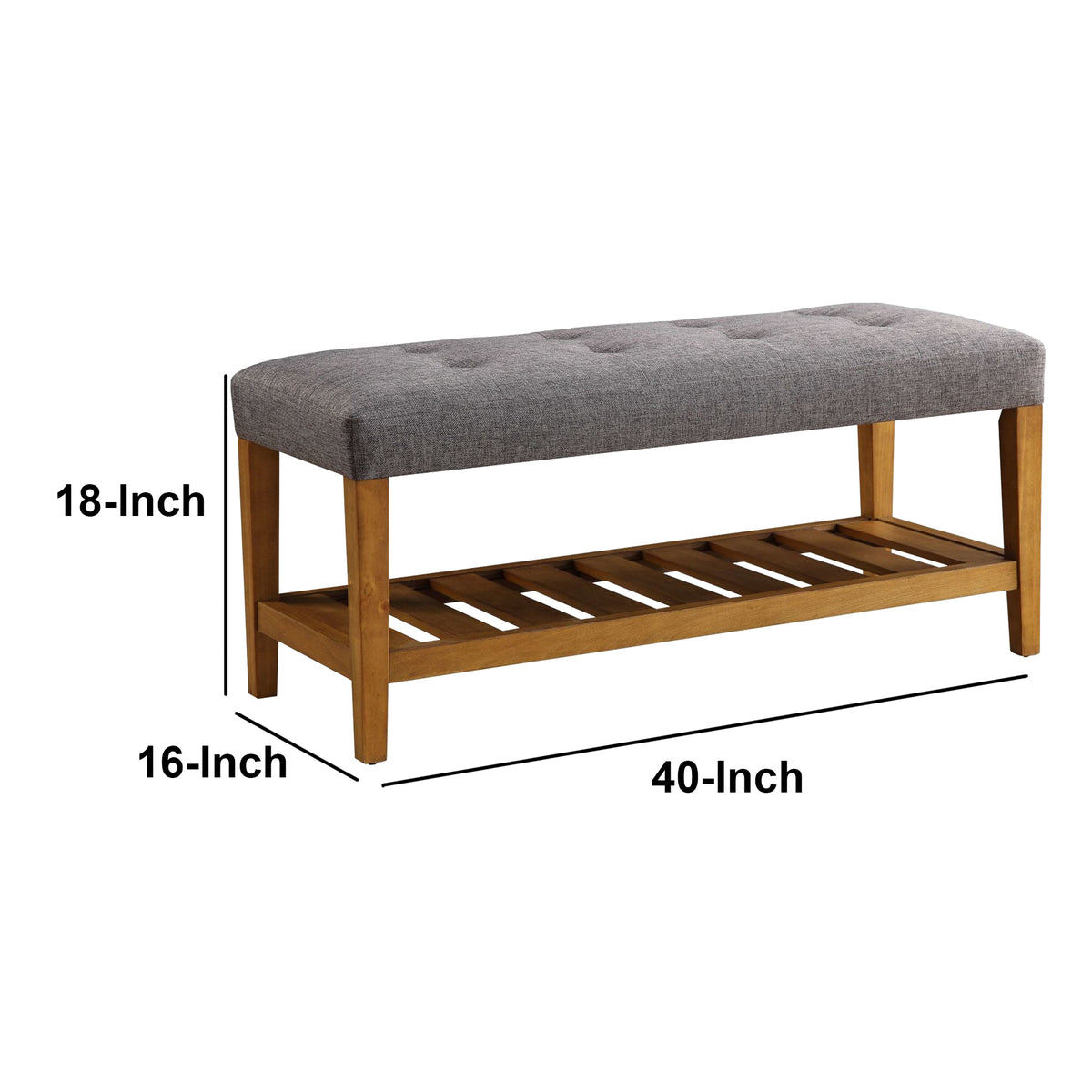 BM158811 Wooden Bench, Gray & Oak