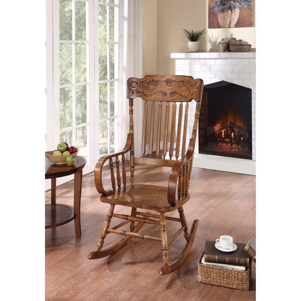 BM159019 Antique Style Rocking Chair, Warm Brown