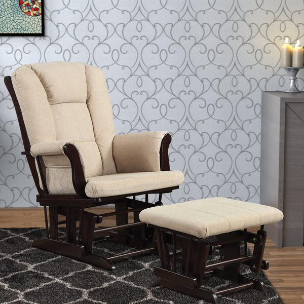 Functionally Appealing Glider Chair With Ottoman, Beige - BM159032