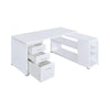 Contemporary L Shaped Office Desk with 3 Drawers and Shelves, White - BM159068