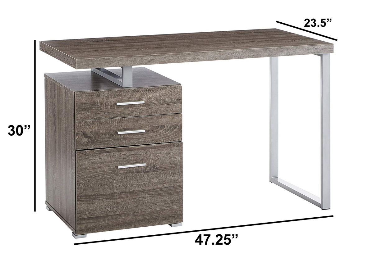 BM159072 Modish Office Desk with File Drawer, Gray