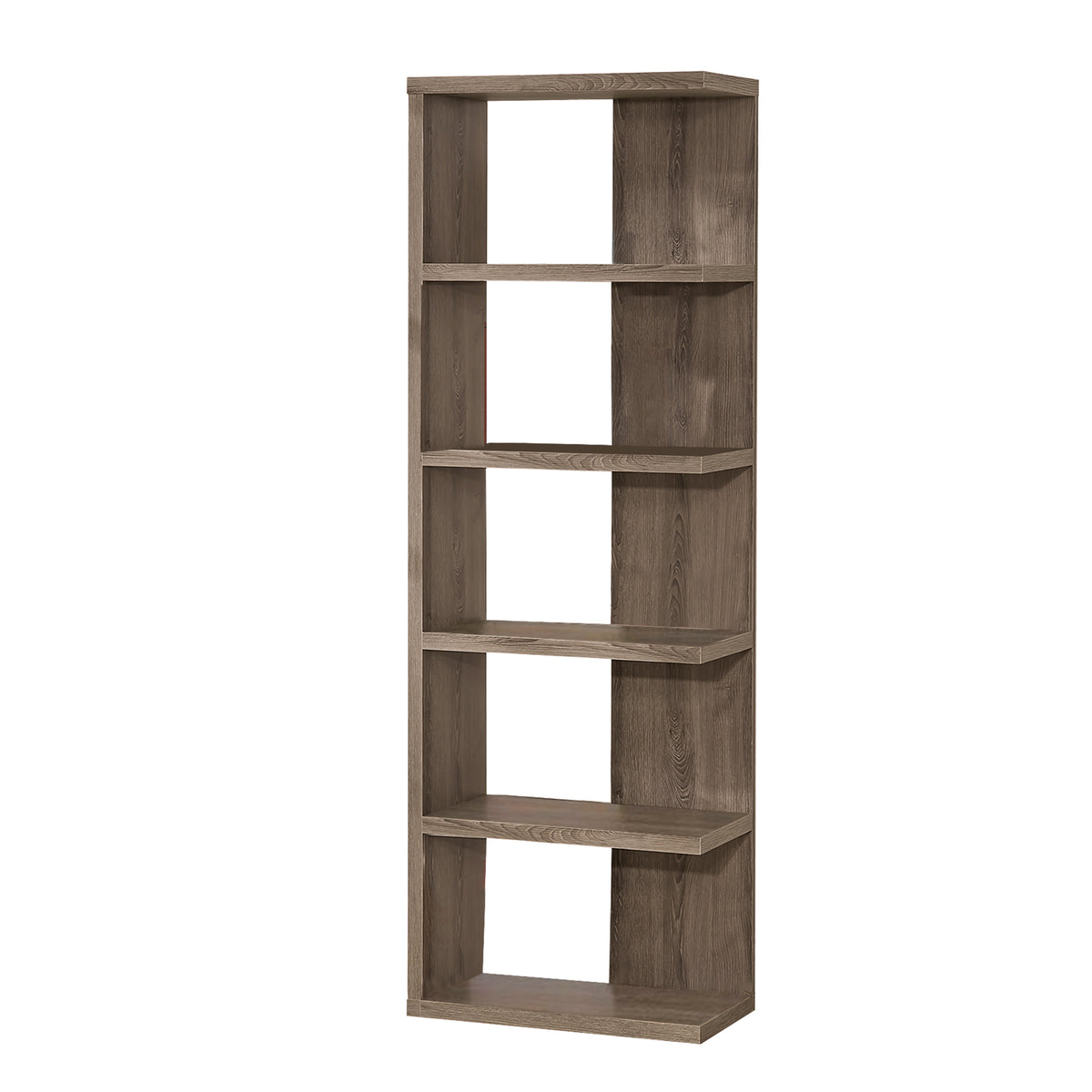 BM159073 Spacious Semi-Backless Wooden Bookcase, Gray