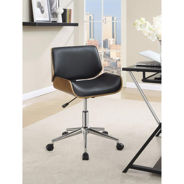 BM159075 Contemporary Small-Back Home Office Chair, Black/Walnut