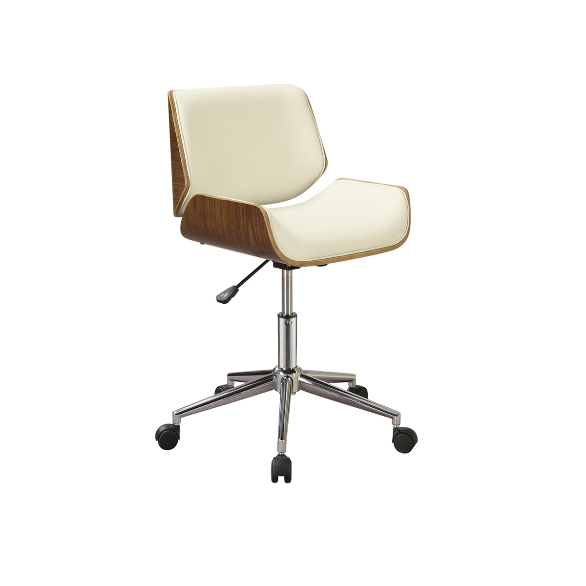 BM159076 Contemporary Small-Back Home Office Chair, Beige/Walnut