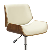 BM159076 Contemporary Small-Back Home Office Chair, Beige/Walnut