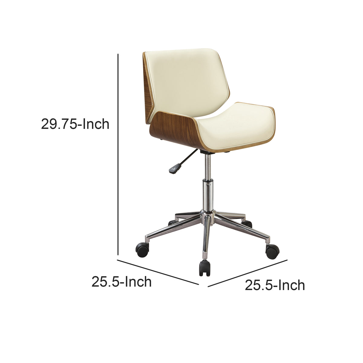 BM159076 Contemporary Small-Back Home Office Chair, Beige/Walnut