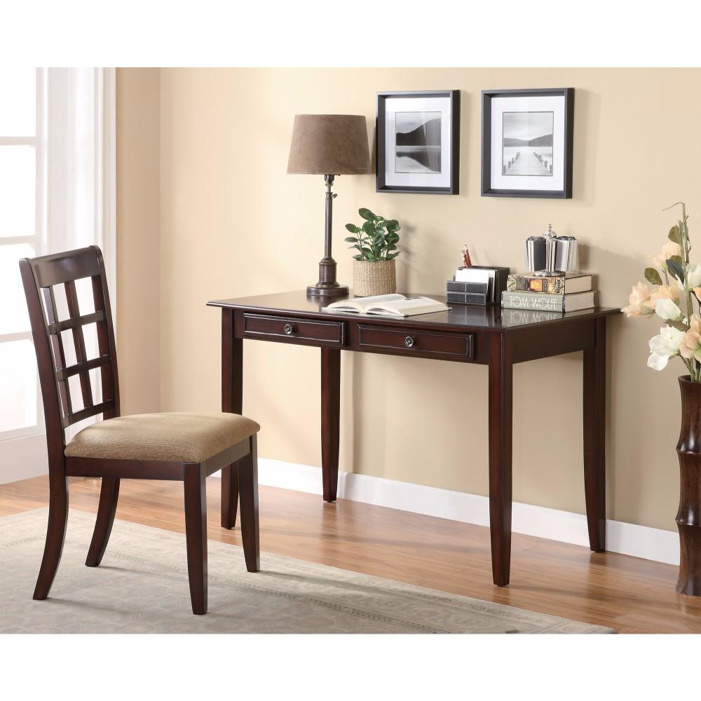 BM159087 2 Piece Solid Wooden Desk Set, Brown