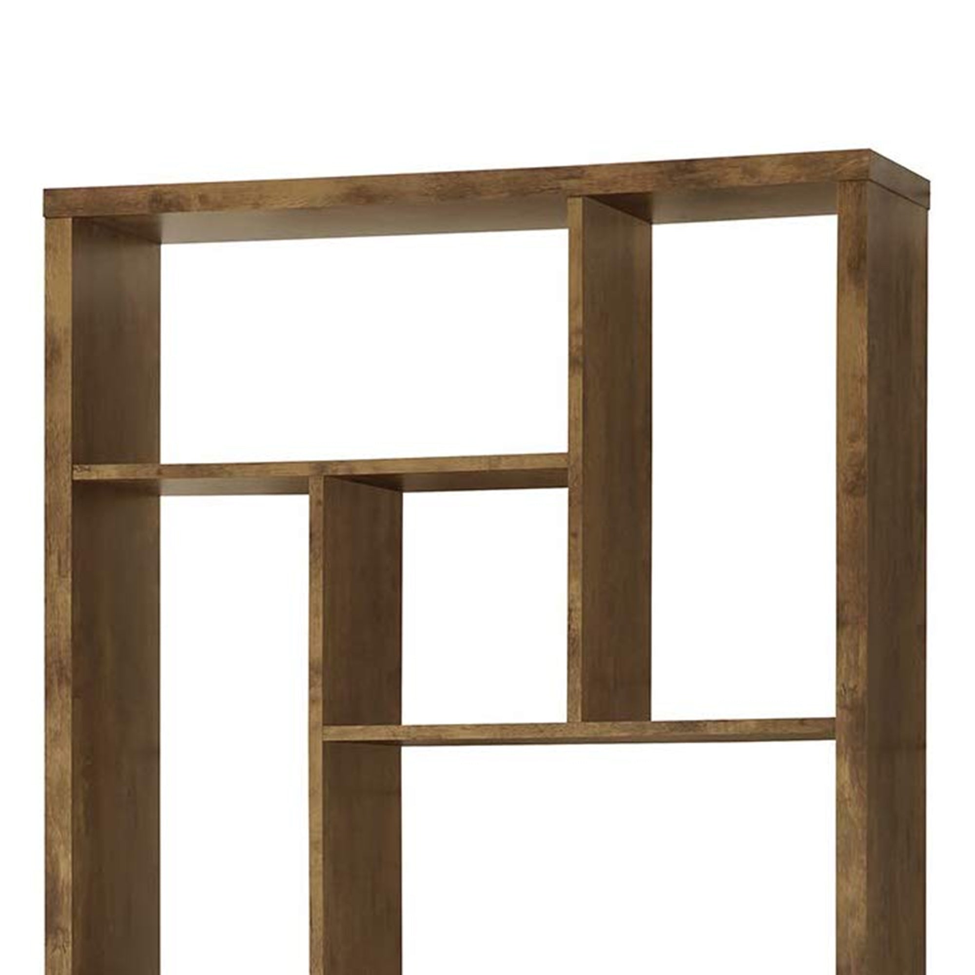 Metal and Wood Modern Style Bookcase with Multiple Shelves Brown BM159134