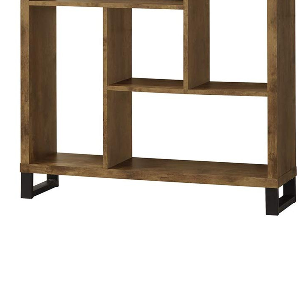Metal and Wood Modern Style Bookcase with Multiple Shelves, Brown - BM159134