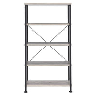 Sophisticated Wood and Metal Open Bookcase, Gray - BM159171