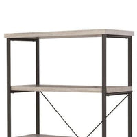 Sophisticated Wood and Metal Open Bookcase, Gray - BM159171