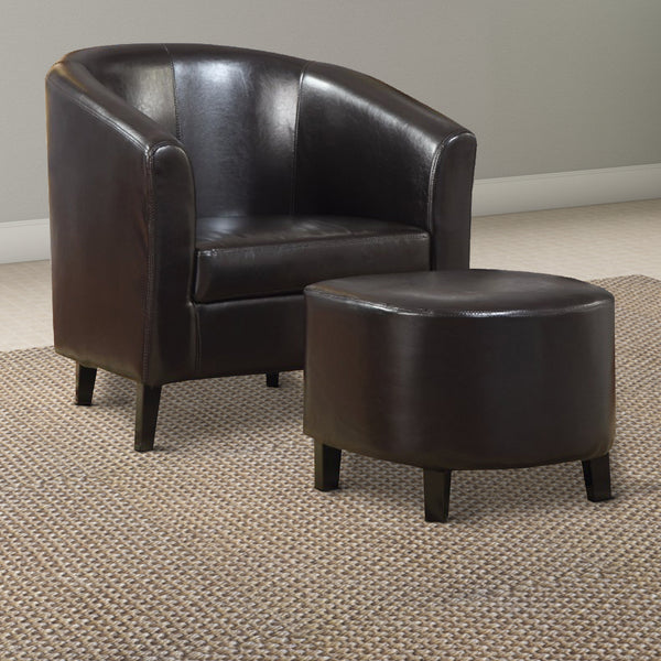 BM159243 Well-Finished Accent Chair With Ottoman, Dark Brown