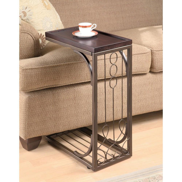 BM159246 Elegantly Charmed Wood And Metal Snack Table, Brown