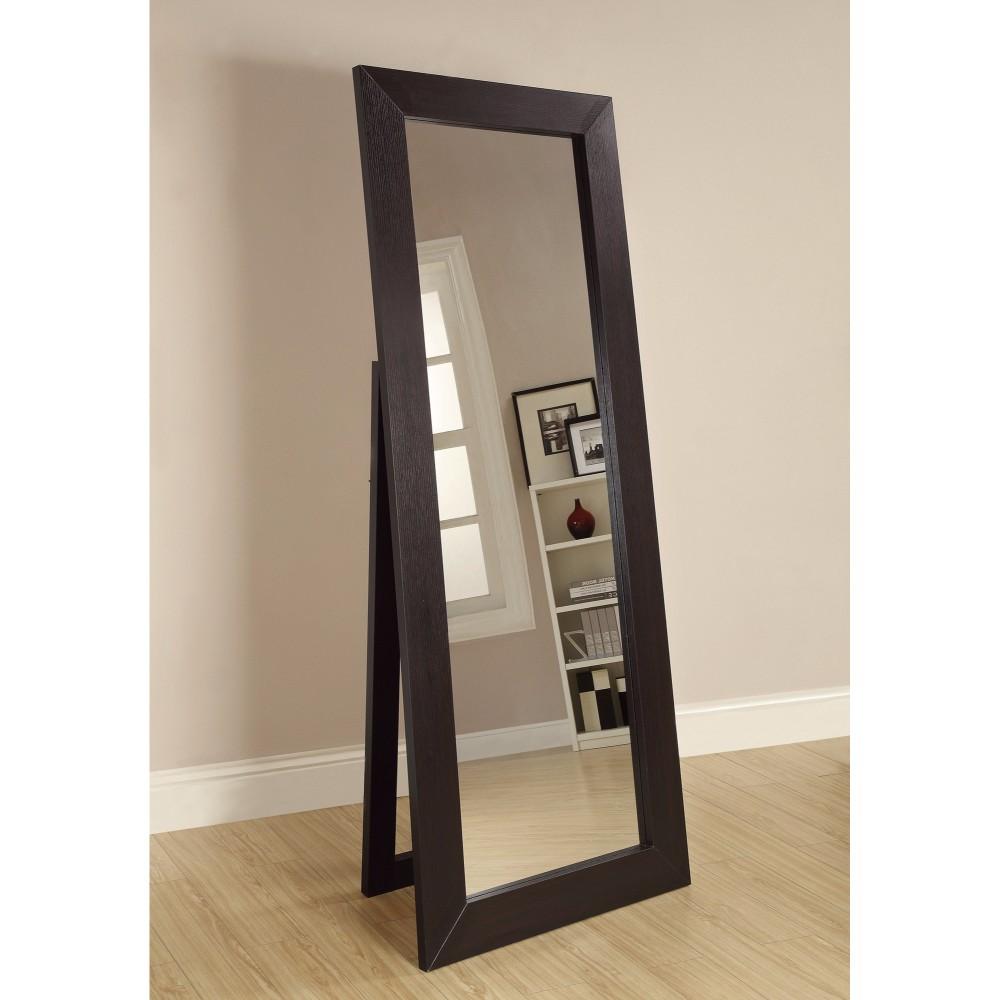 BM159251 Sophisticated Floor Mirror With Wooden Frame, Brown