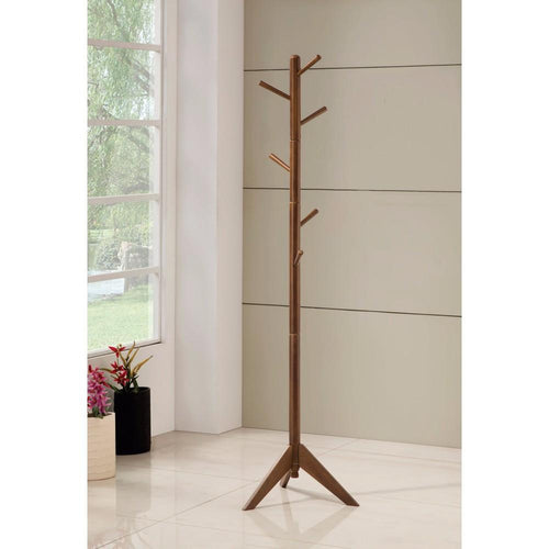 BM159261 Sturdy Metal Coat Rack with Six Pegs, Brown