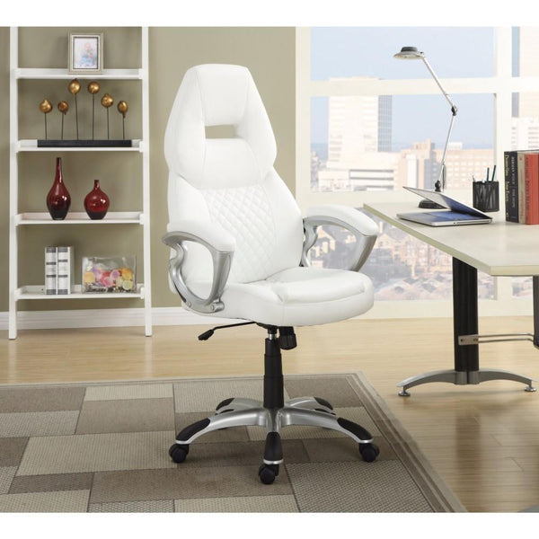 BM159404 Leather, Sporty Executive High-Back Office Chair, White
