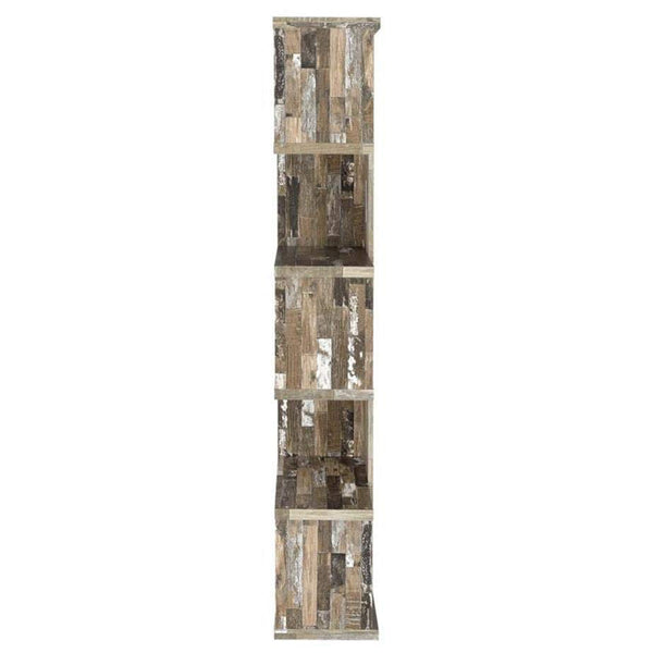 Distressed Wooden Open Bookcase, Brown - BM159408