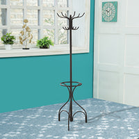 BM160078 Metal Coat Rack With Umbrella Stand, Black