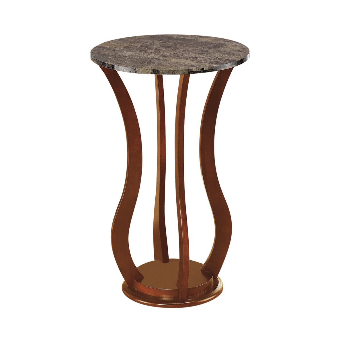 BM160087 Transitional Wooden Plant Stand With Faux Marble Top, Brown