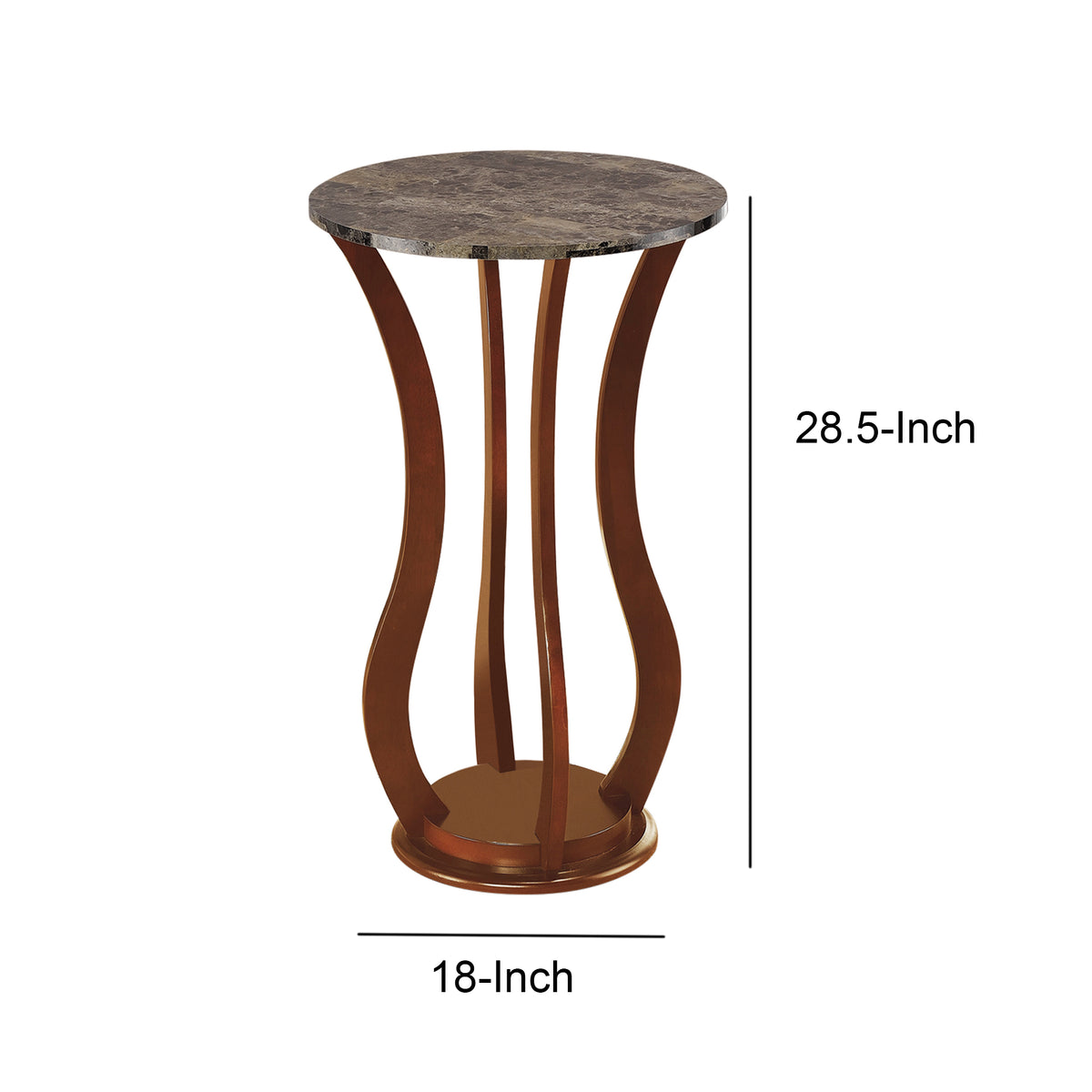 BM160087 Transitional Wooden Plant Stand With Faux Marble Top, Brown