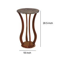 BM160087 Transitional Wooden Plant Stand With Faux Marble Top, Brown