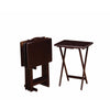 BM160102 5 Piece Rectangular Wooden Tray Table Set, Brown