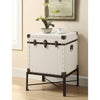 BM160134 Trendy Trunk Style Accent Side Table, White
