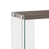 BM160140 Contemporary Wood And Glass Snack Table, Gray And Clear