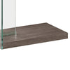 BM160140 Contemporary Wood And Glass Snack Table, Gray And Clear