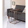 BM160145 Classic Brown Wooden Top Snack Table With Chrome Legs